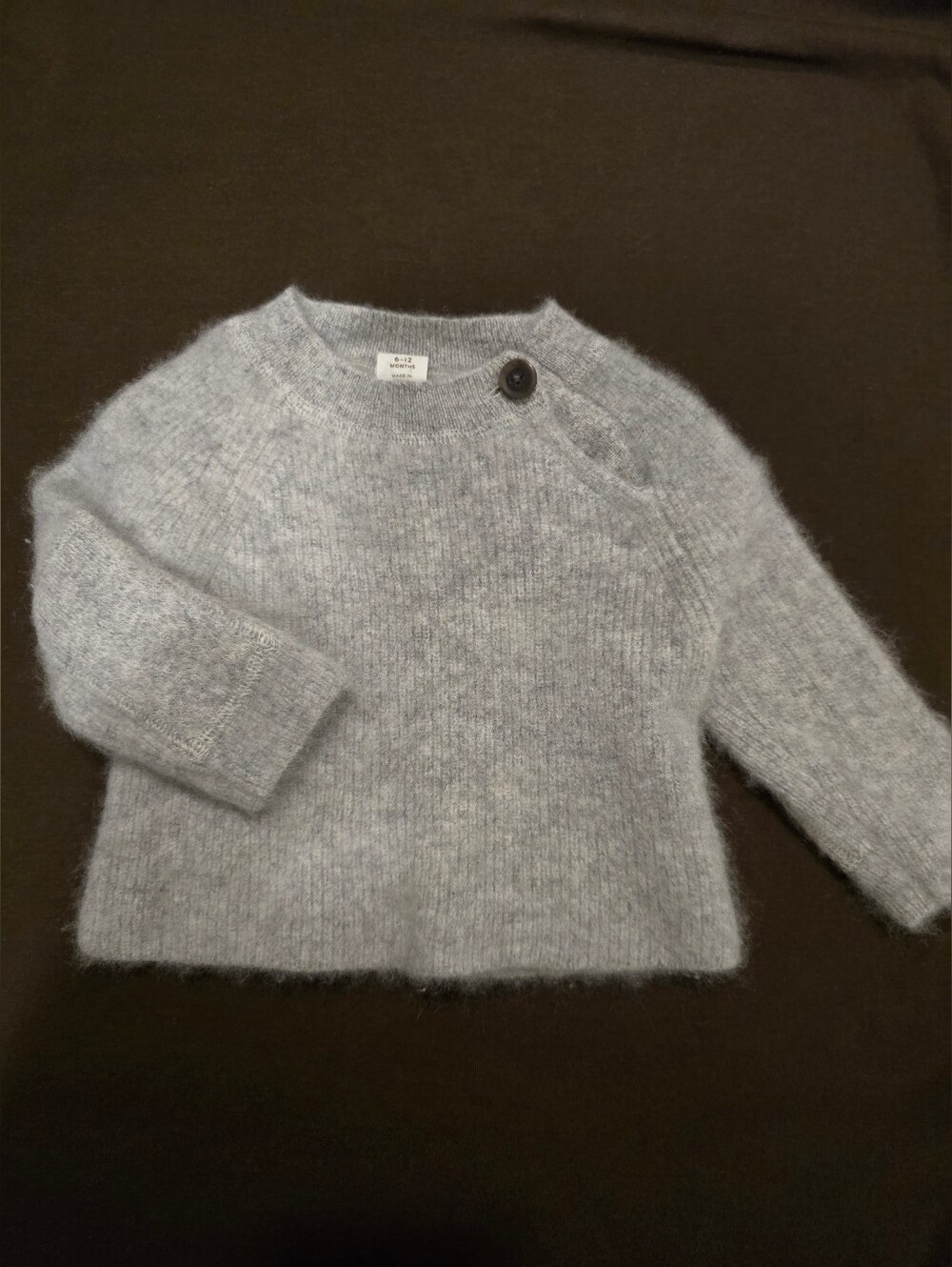 Banana Republic Cashmere Light Gray Crewneck Sweater with Shoulder Button